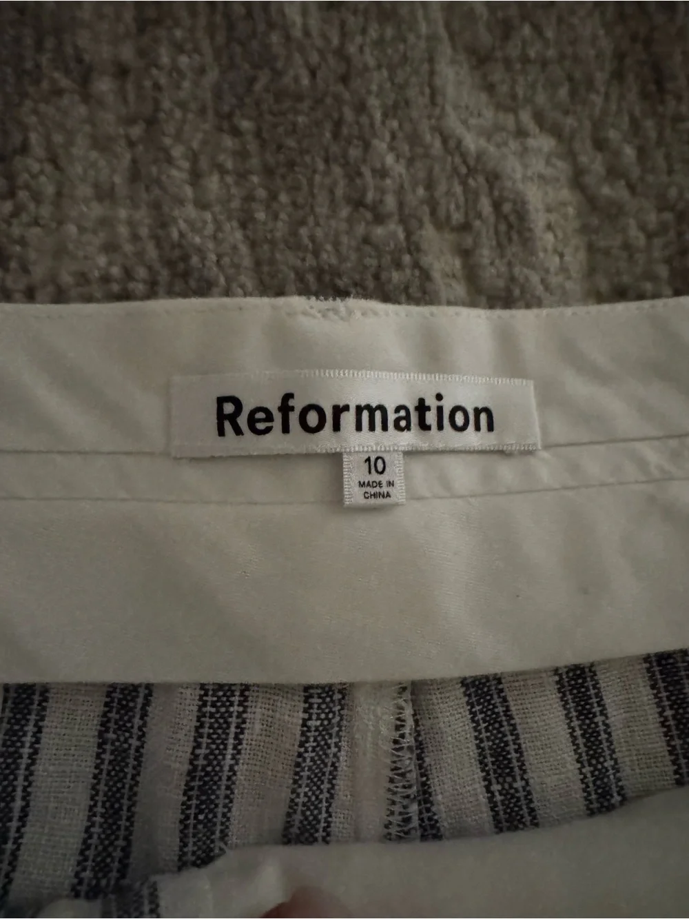 Reformation women’s Striped Wide-Leg Chinos - Navy & White